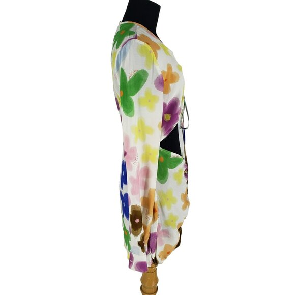 With Jean Hermana Dress Floral Daisy Viola Tricolor Cinched Top Cutout Mini 90s - Picture 6 of 15